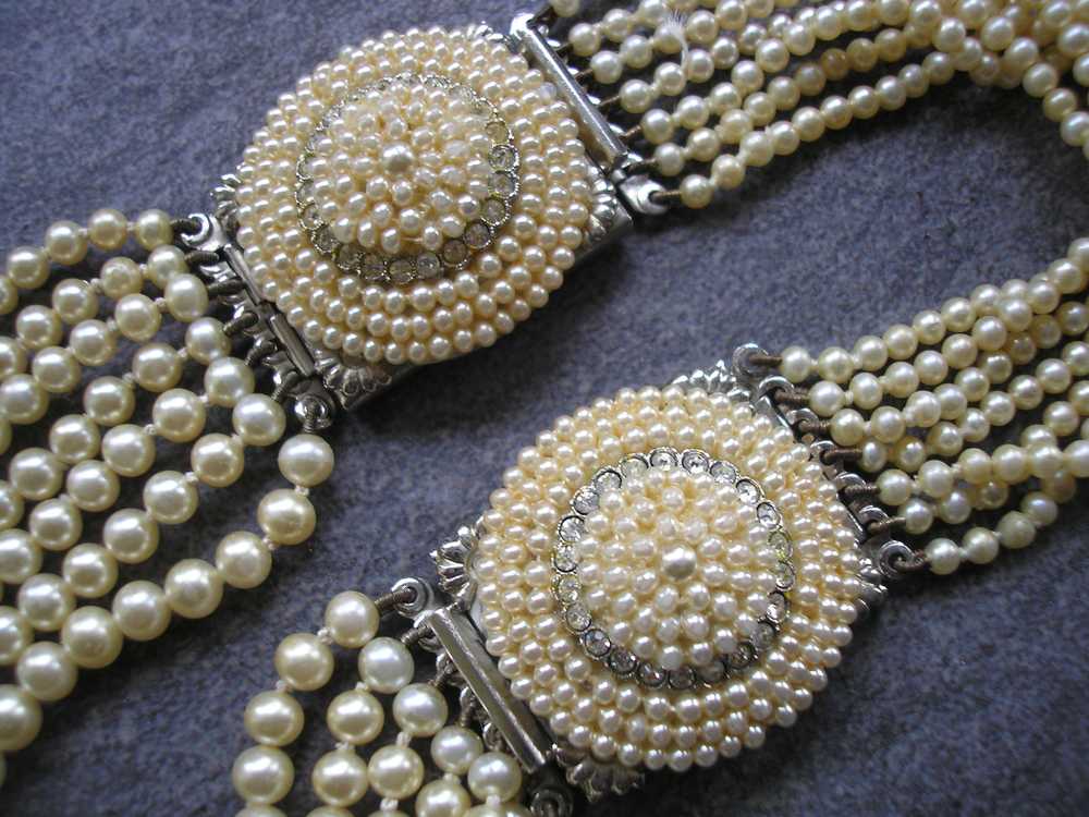 Vintage 7 Strand ART DECO Style Faux Pearl Choker - image 4