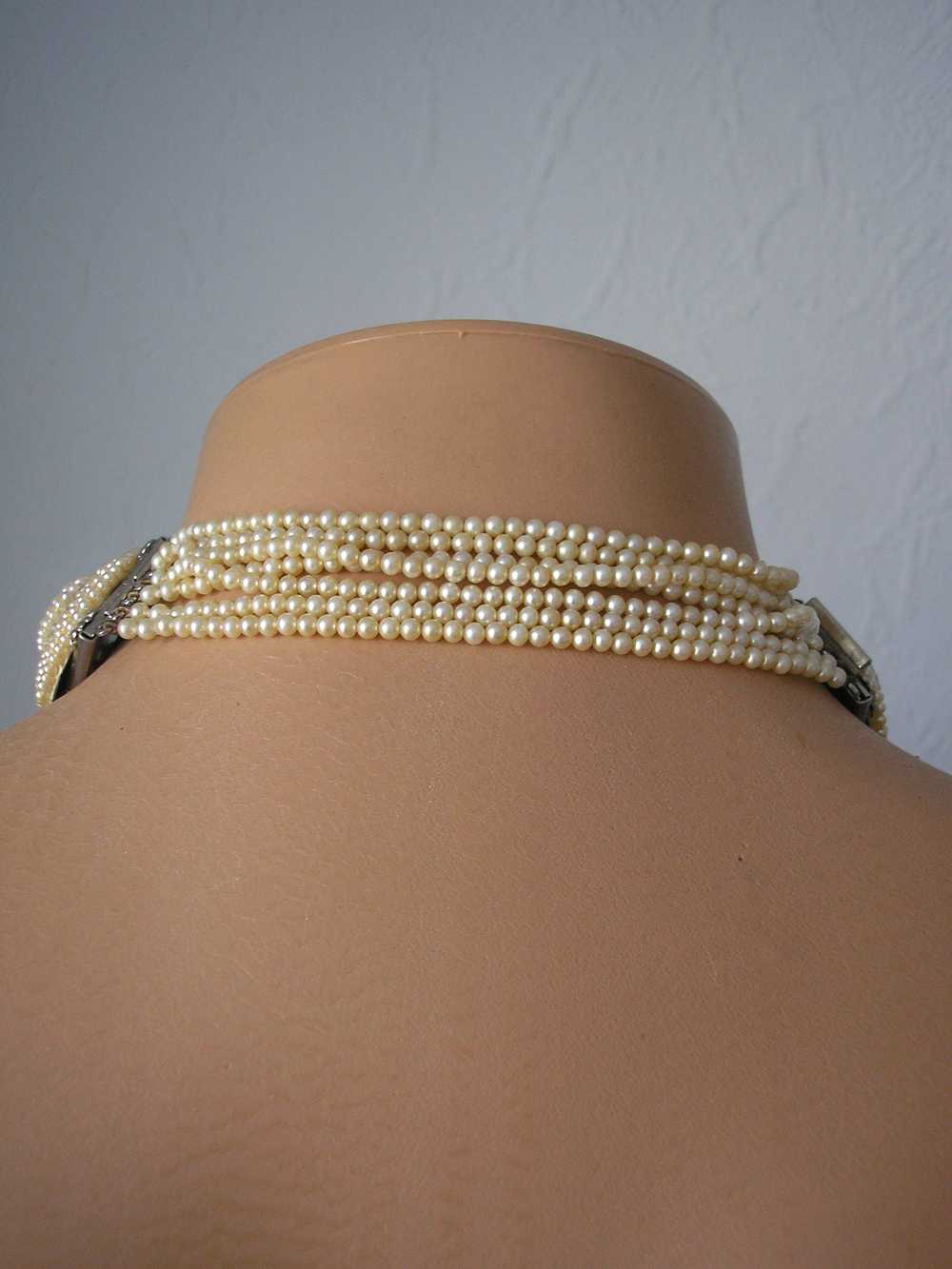 Vintage 7 Strand ART DECO Style Faux Pearl Choker - image 7