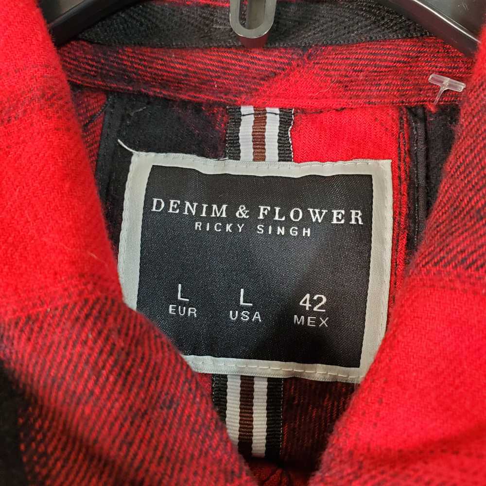 Denim & Flower Men Red/Black Flannel Shirt Sz L N… - image 2