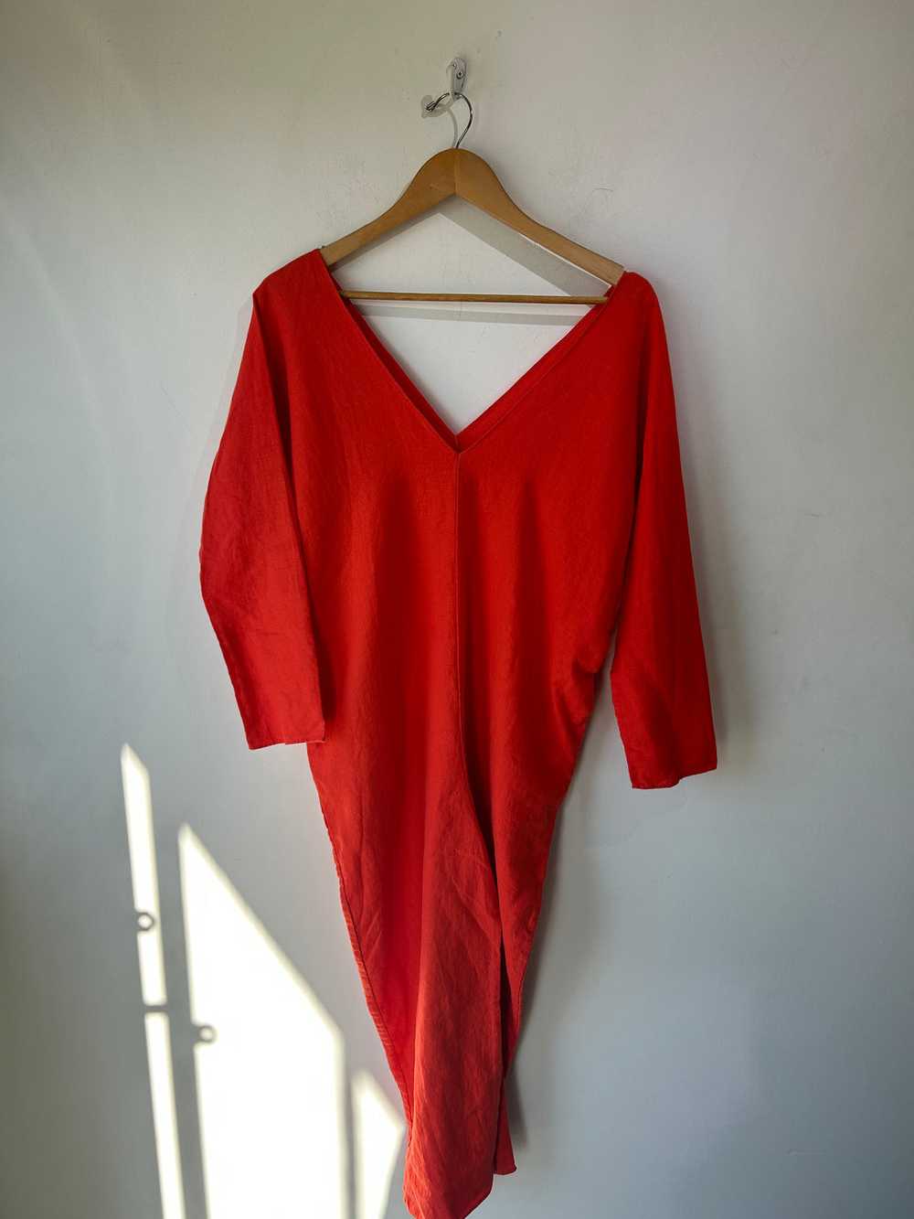 Rachel Craven Bright Red Linen Jumpsuit - image 1