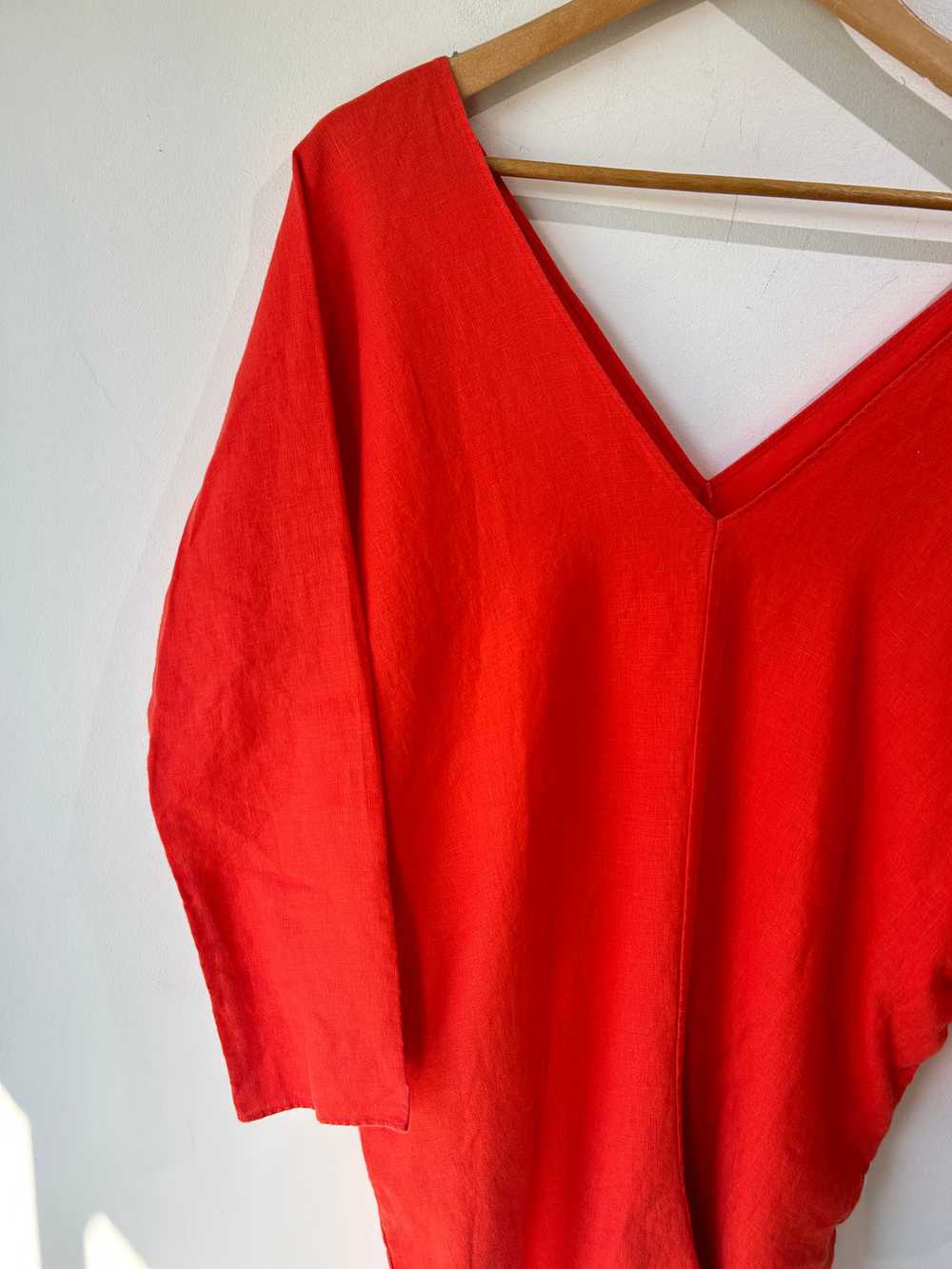 Rachel Craven Bright Red Linen Jumpsuit - image 2