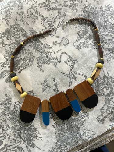 Chunky Bead Wood Necklace
