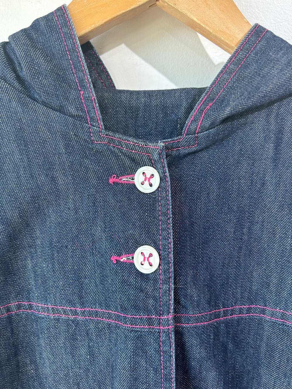 Mon Petite Oiseau Denim Coat with Pink Stitching - image 2