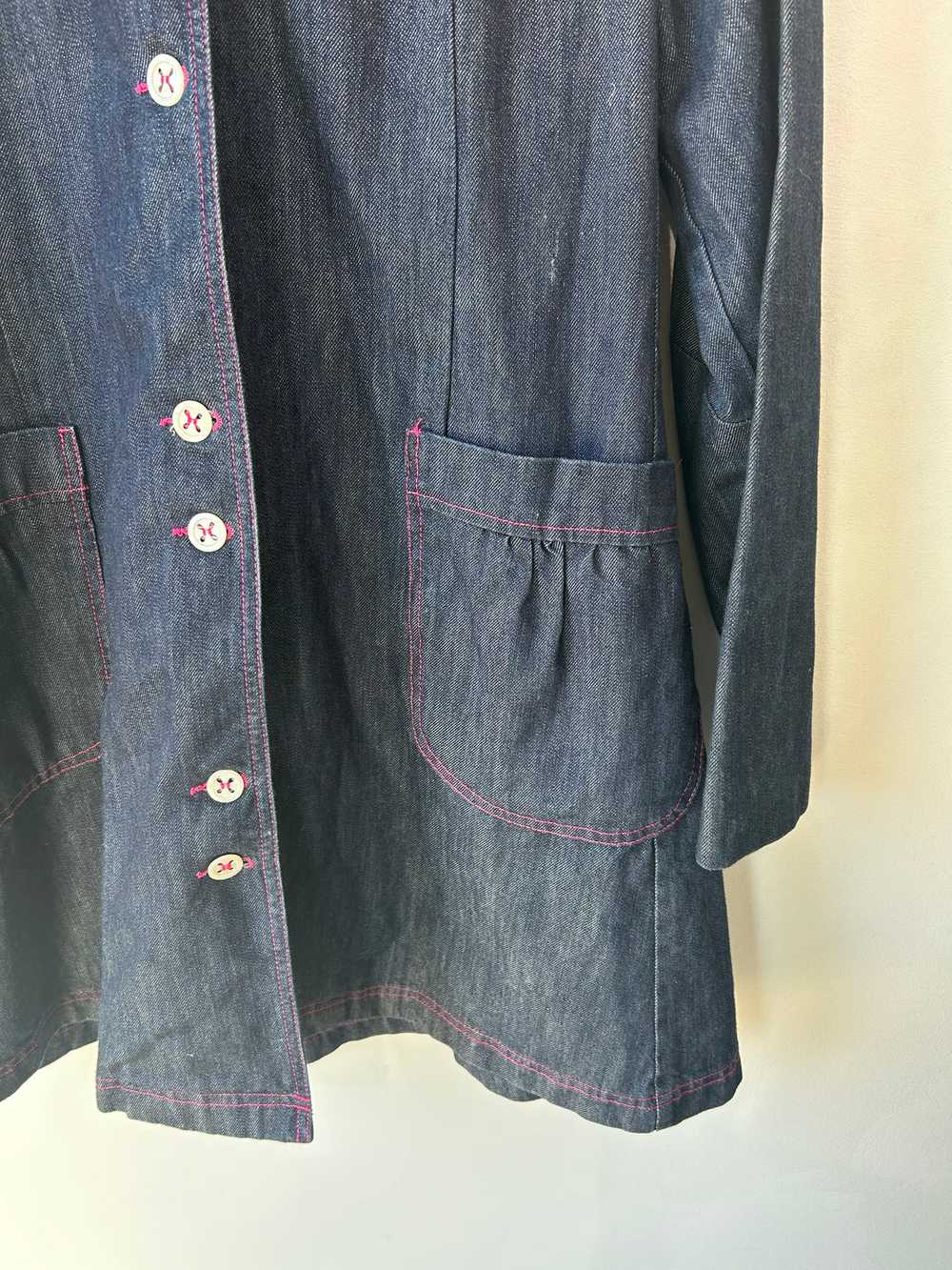 Mon Petite Oiseau Denim Coat with Pink Stitching - image 3