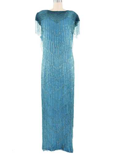 Turquoise Beaded Fringe Dress