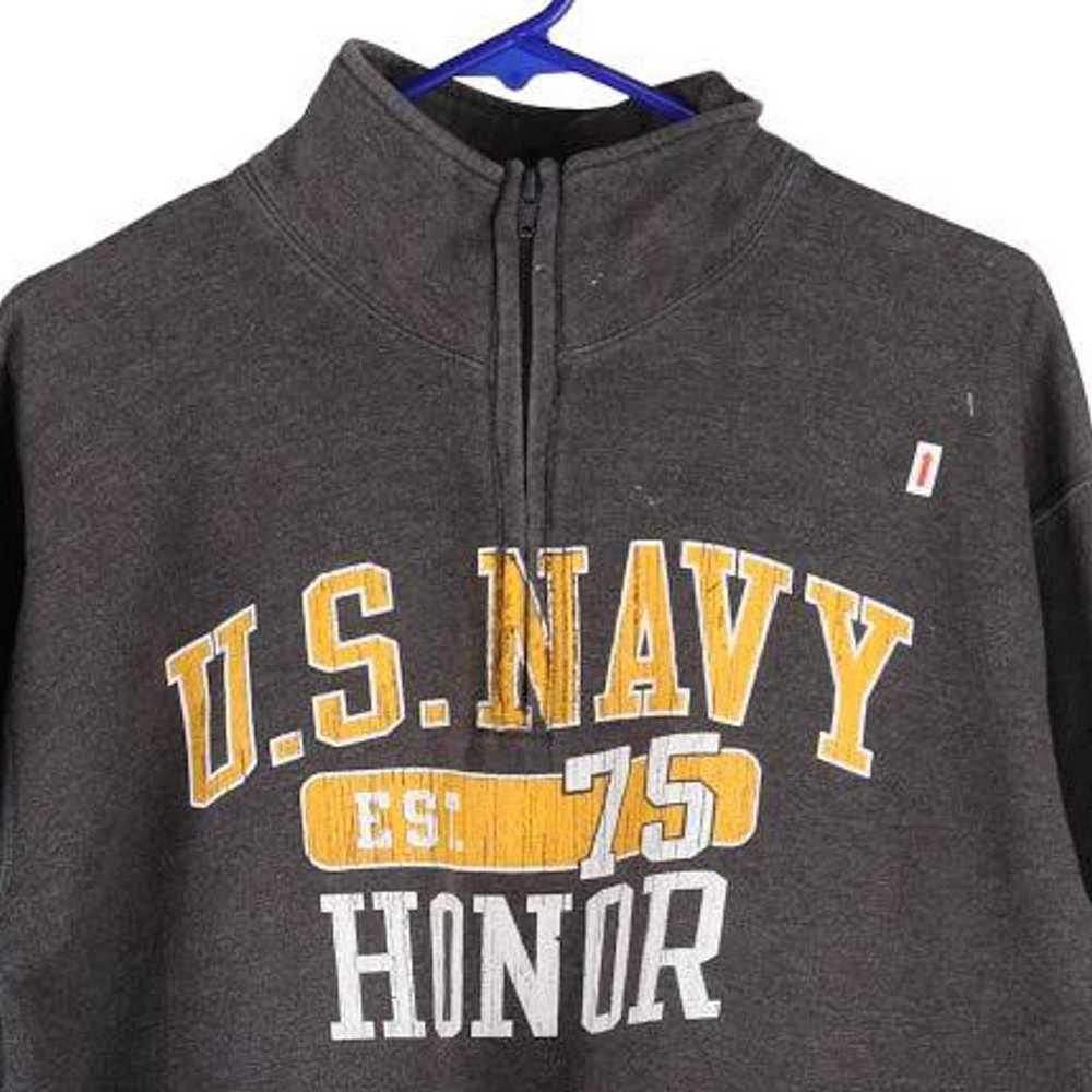 U.S Navy Champion 1/4 Zip - Large Grey Cotton Ble… - image 3