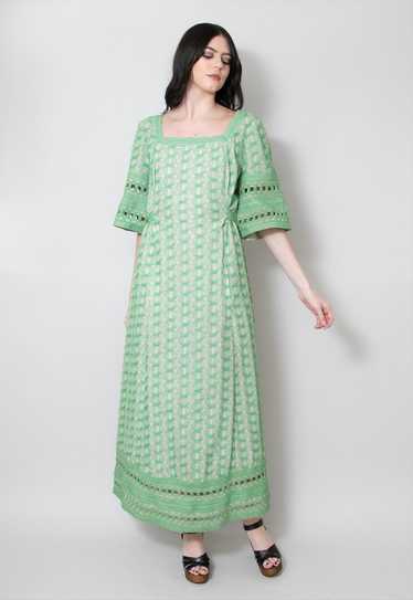 70's Hanro Vintage Ladies Green Short Sleeve Maxi 