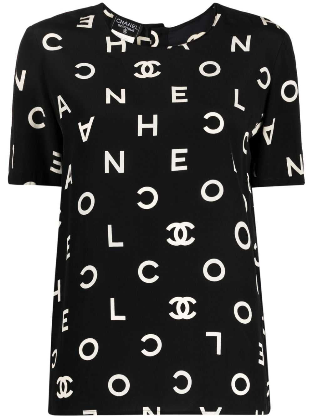 CHANEL Pre-Owned 1997 Coco-print silk blouse - Bl… - image 1