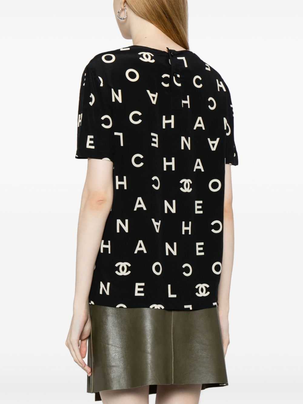 CHANEL Pre-Owned 1997 Coco-print silk blouse - Bl… - image 4