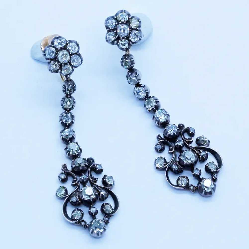 Antique Georgian Victorian Earrings Diamonds Gold… - image 2
