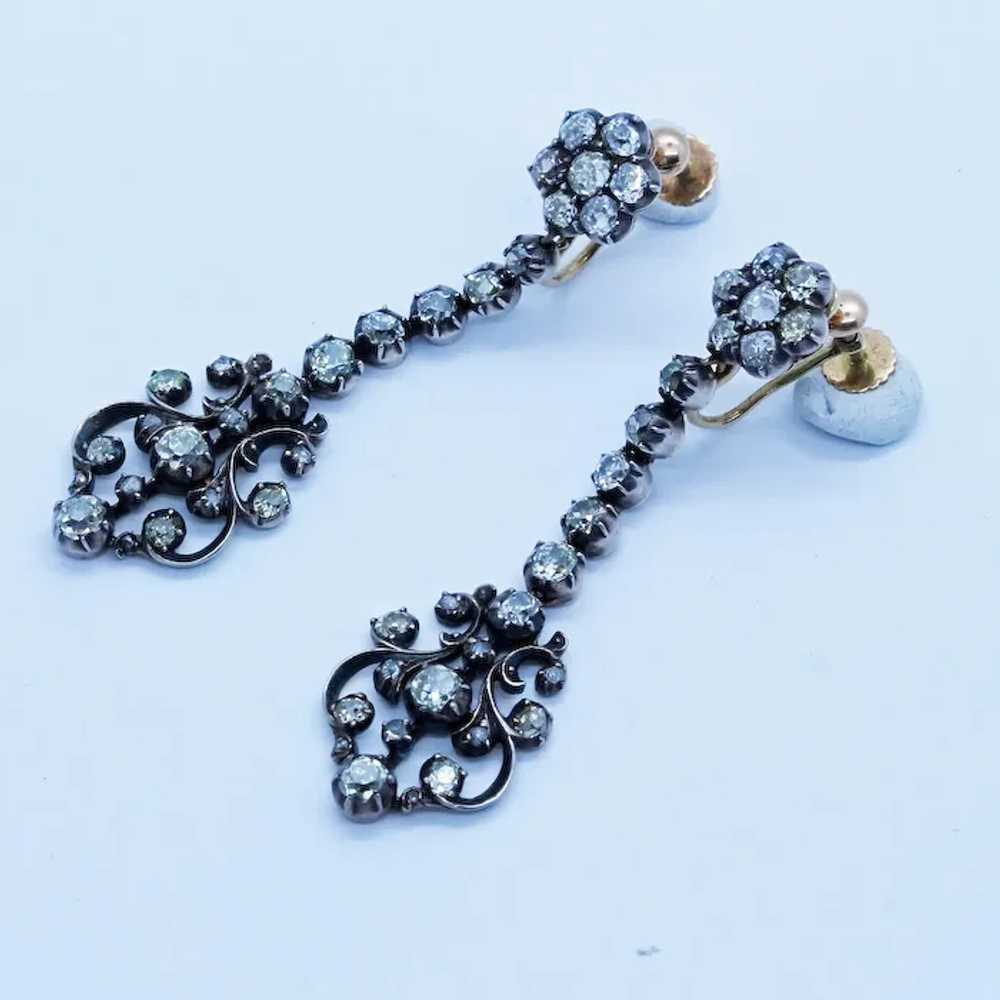 Antique Georgian Victorian Earrings Diamonds Gold… - image 3