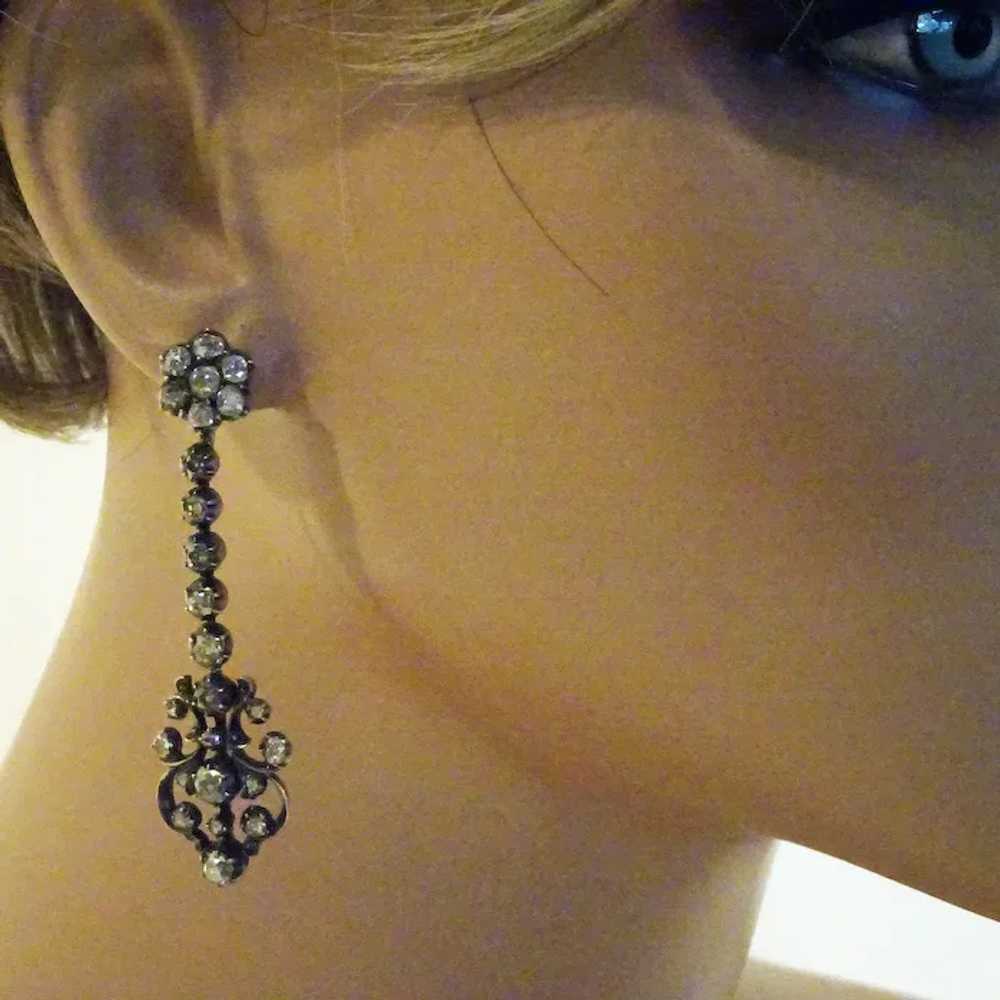 Antique Georgian Victorian Earrings Diamonds Gold… - image 6