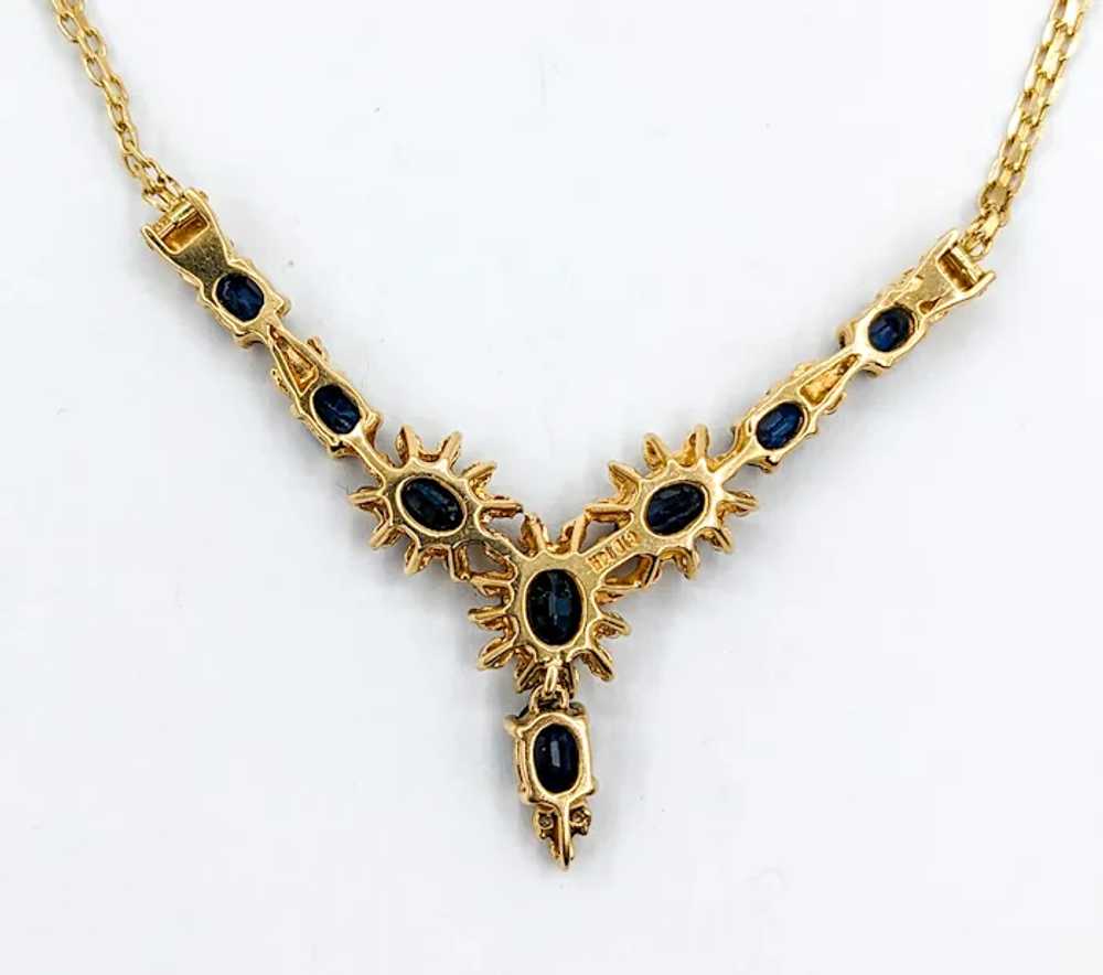 Vintage Sapphire & Diamond Halo Necklace in Gold - image 6