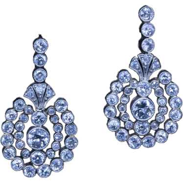 Antique Edwardian Earrings Platinum Diamonds Gold… - image 1