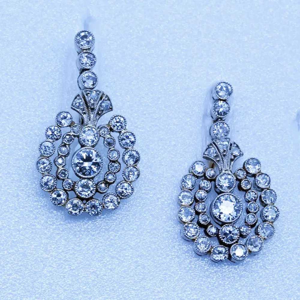 Antique Edwardian Earrings Platinum Diamonds Gold… - image 2