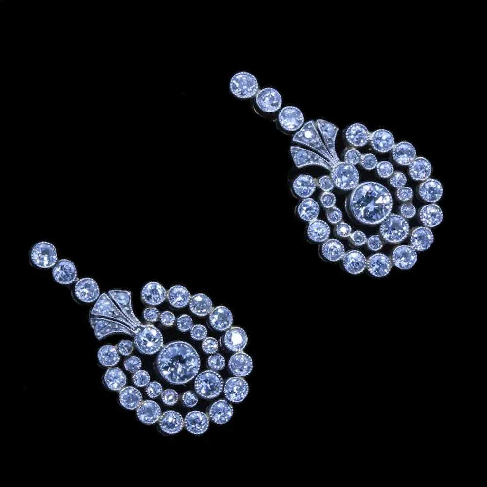 Antique Edwardian Earrings Platinum Diamonds Gold… - image 6