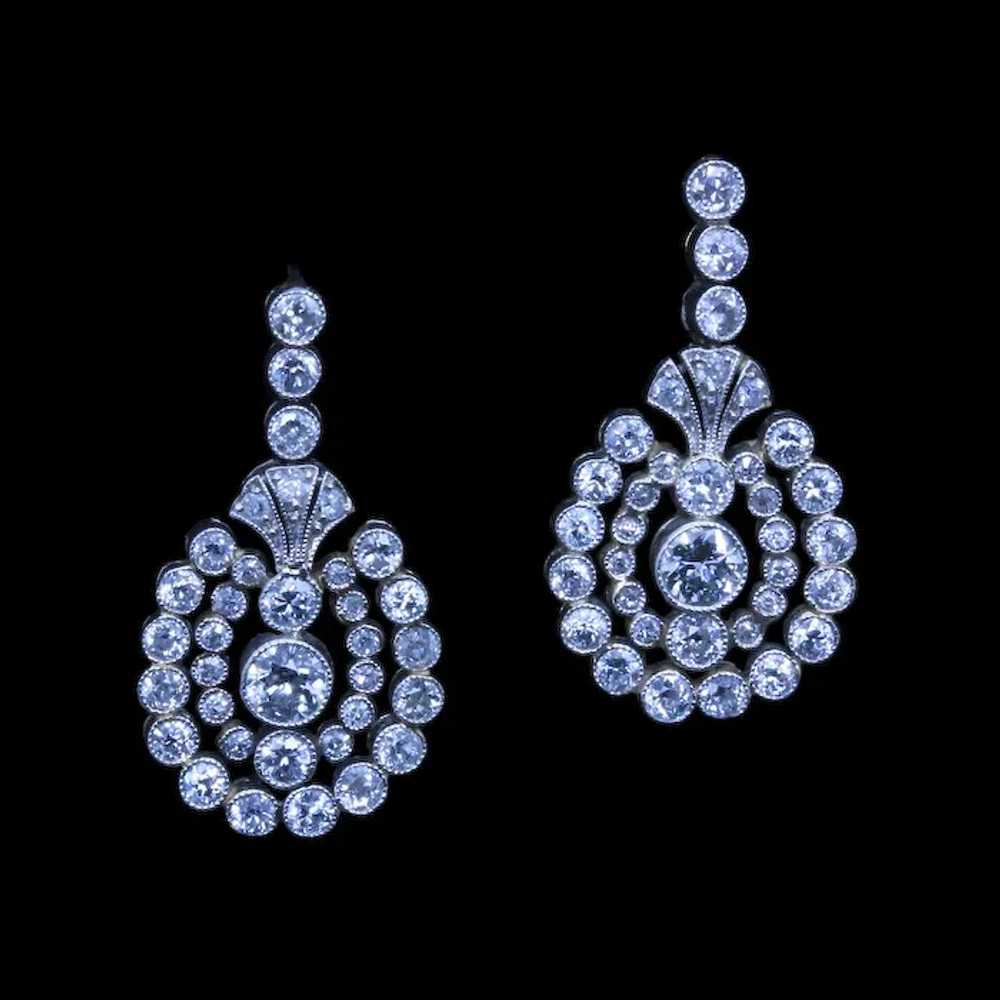 Antique Edwardian Earrings Platinum Diamonds Gold… - image 7