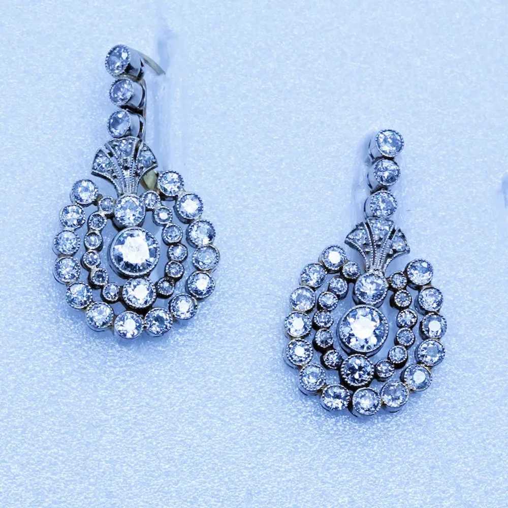 Antique Edwardian Earrings Platinum Diamonds Gold… - image 8