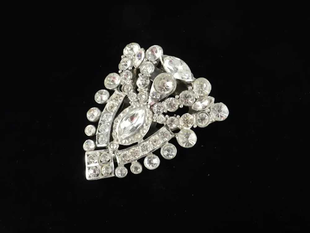 Art Deco Large Shield Shaped Rhinestone Dress Clip - image 3