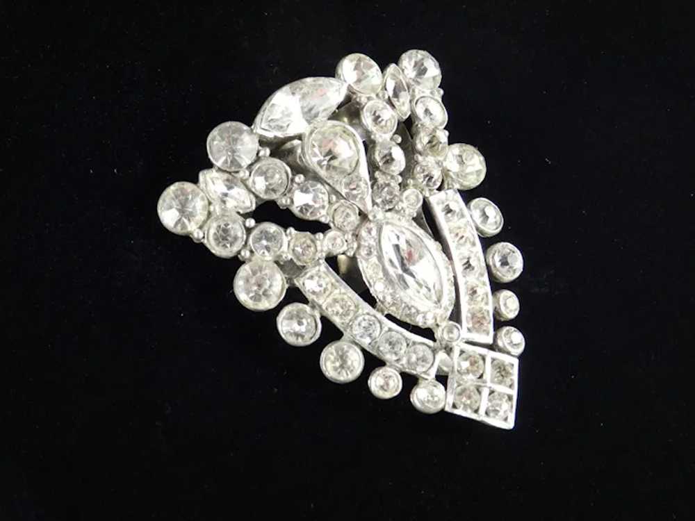 Art Deco Large Shield Shaped Rhinestone Dress Clip - image 4