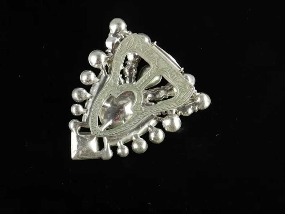 Art Deco Large Shield Shaped Rhinestone Dress Clip - image 5