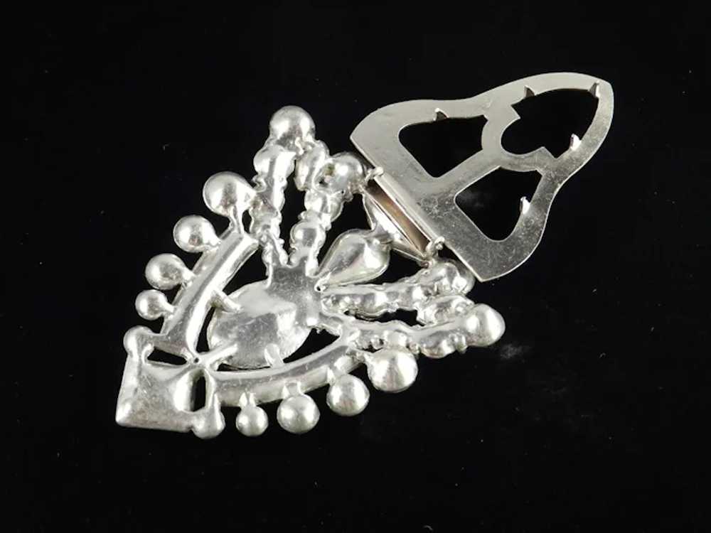 Art Deco Large Shield Shaped Rhinestone Dress Clip - image 6