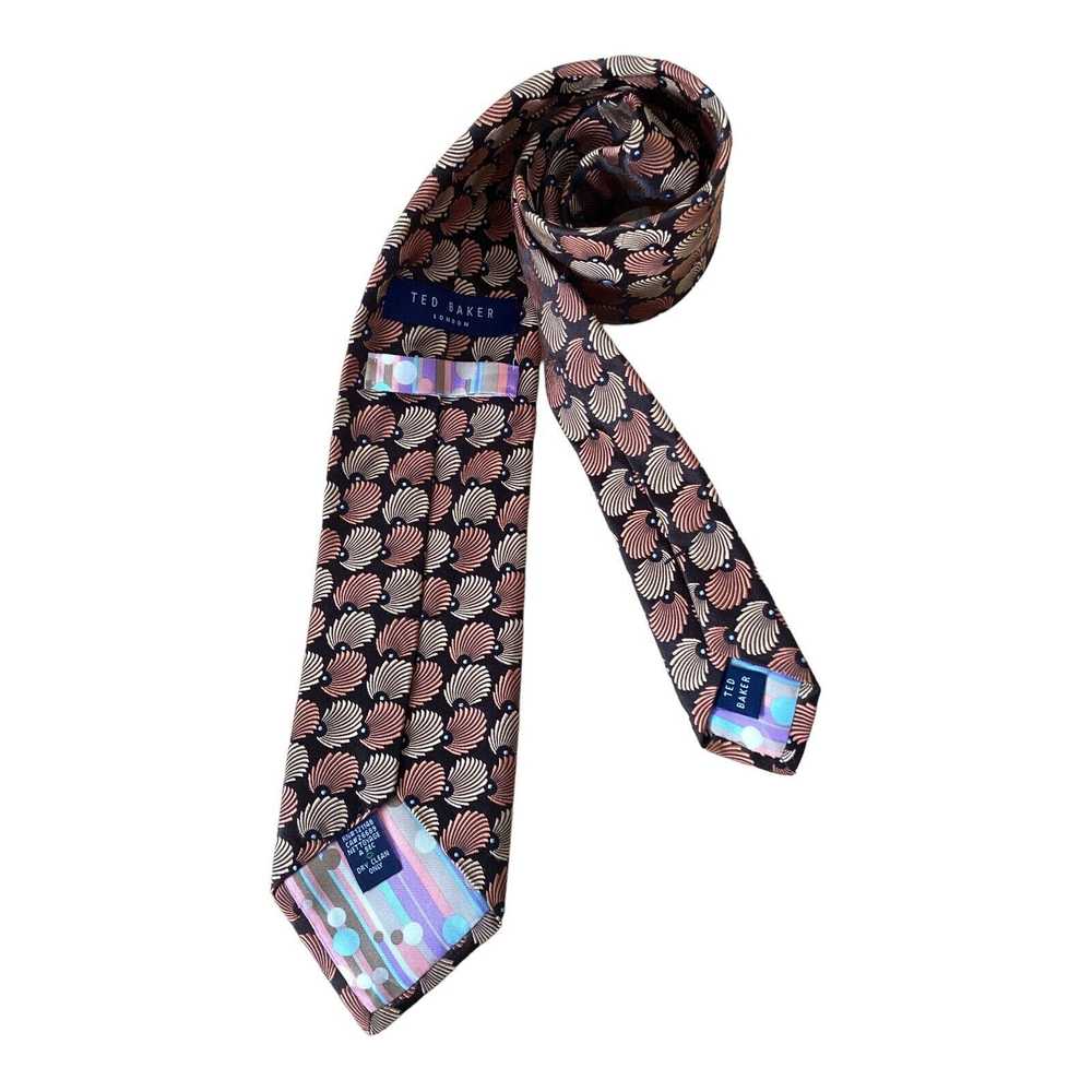 Ted Baker TED BAKER Brown Shellfish Silk Tie USA … - image 3