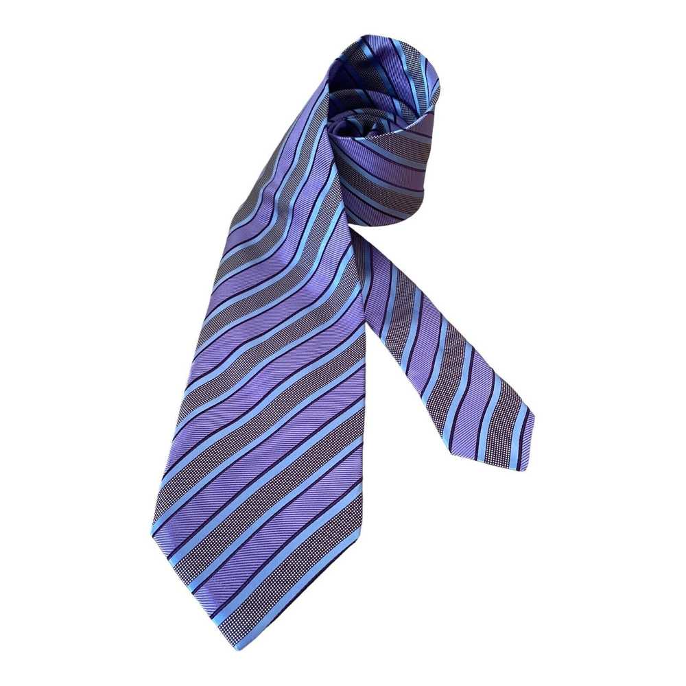 Moschino MOSCHINO Purple Striped Silk Tie Italy 5… - image 2