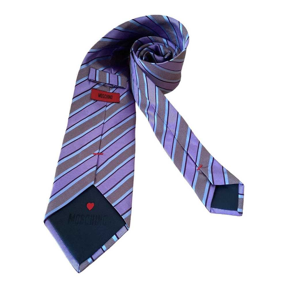 Moschino MOSCHINO Purple Striped Silk Tie Italy 5… - image 3