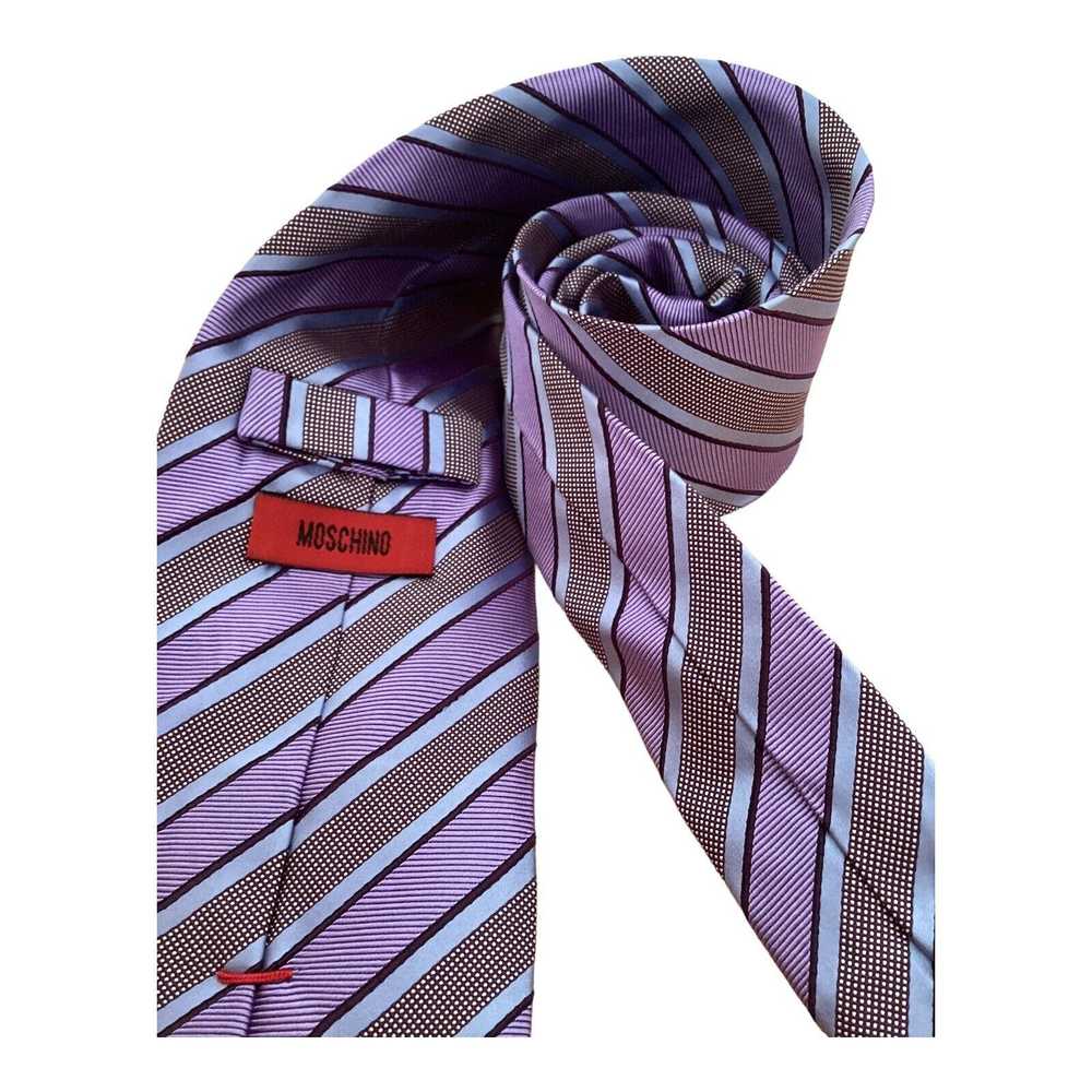 Moschino MOSCHINO Purple Striped Silk Tie Italy 5… - image 4