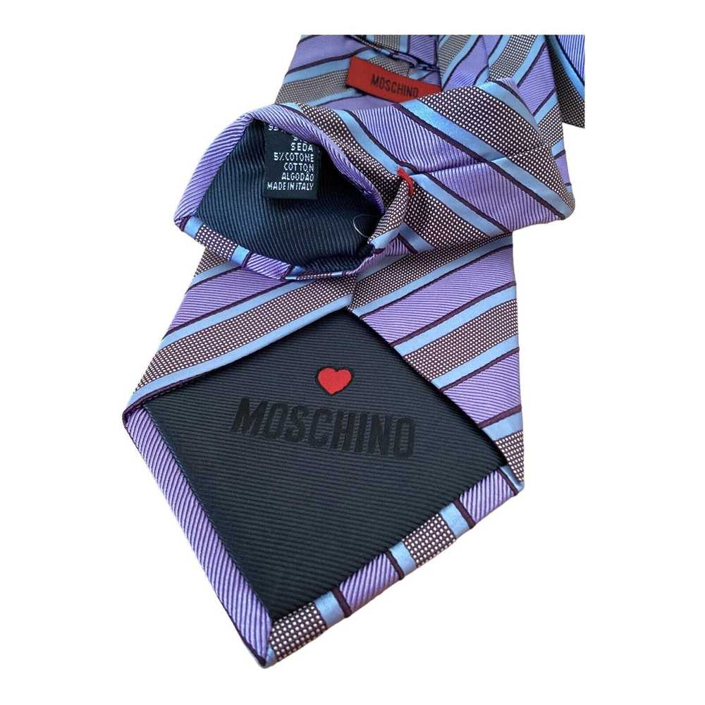 Moschino MOSCHINO Purple Striped Silk Tie Italy 5… - image 5