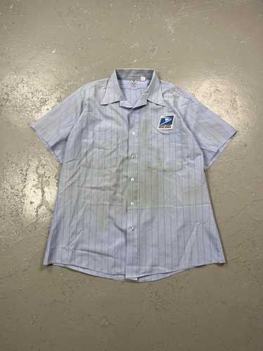 Vintage 90s USPS Striped Shirt Union Made Size M/L