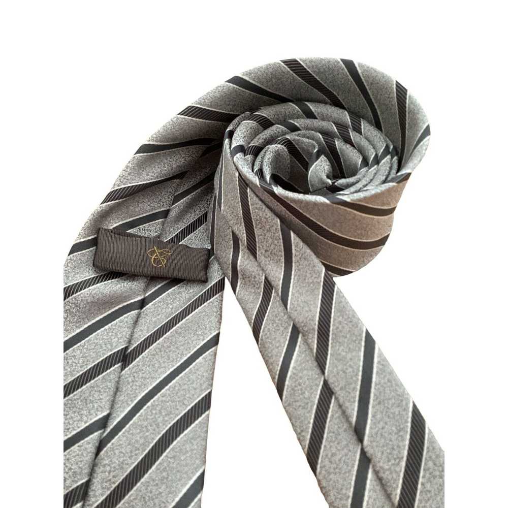 Canali CANALI 1934 Current Gray Striped Silk Tie … - image 4