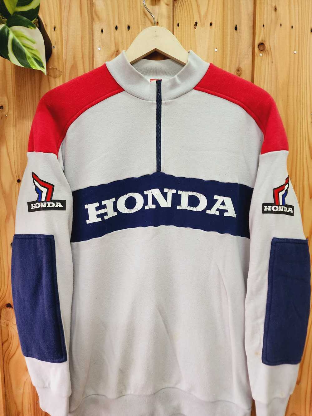 Honda × Racing × Vintage Vintage Honda Half Zip S… - image 2