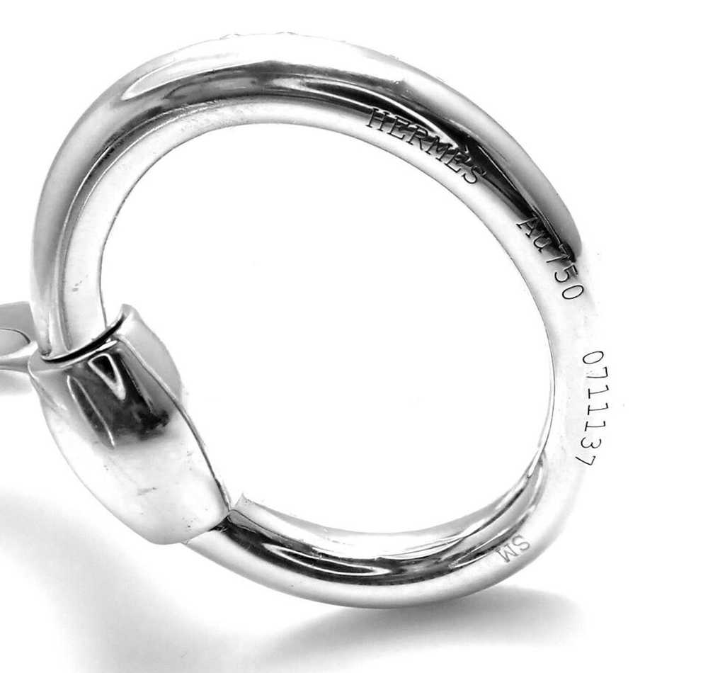 Hermes 18K White Gold Diamond Horsebit Cuff Bangl… - image 10