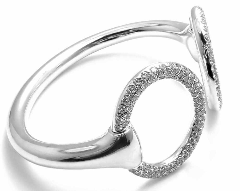 Hermes 18K White Gold Diamond Horsebit Cuff Bangl… - image 3