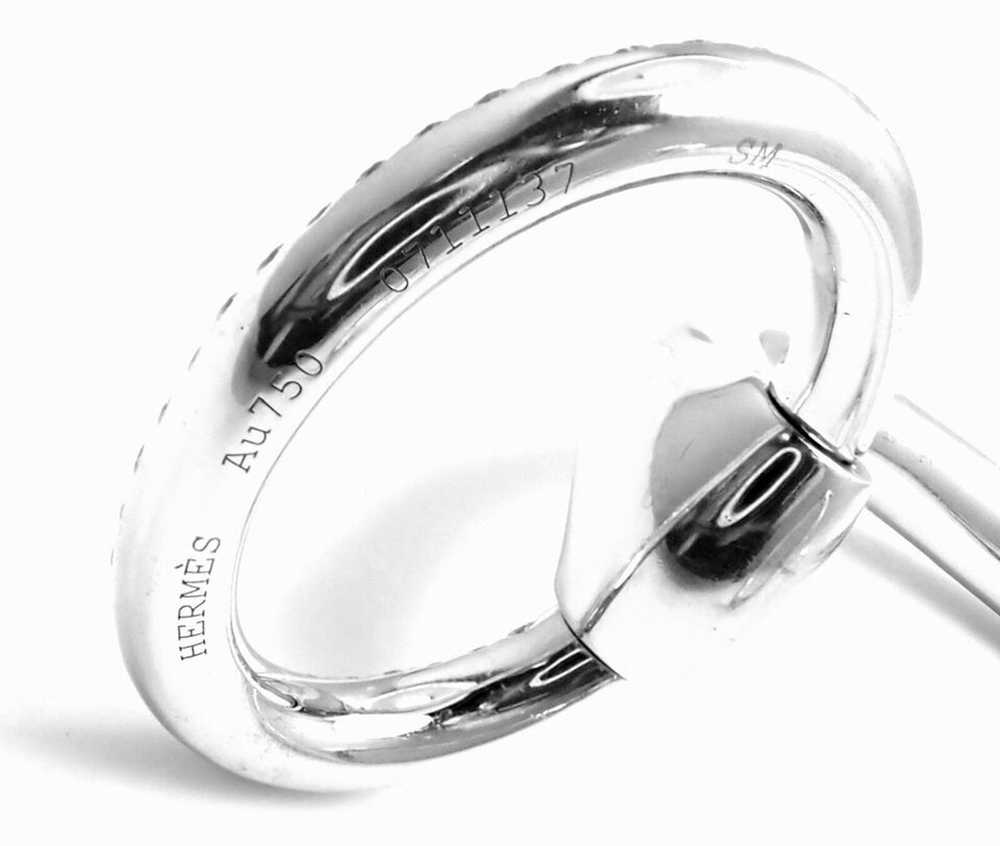 Hermes 18K White Gold Diamond Horsebit Cuff Bangl… - image 4