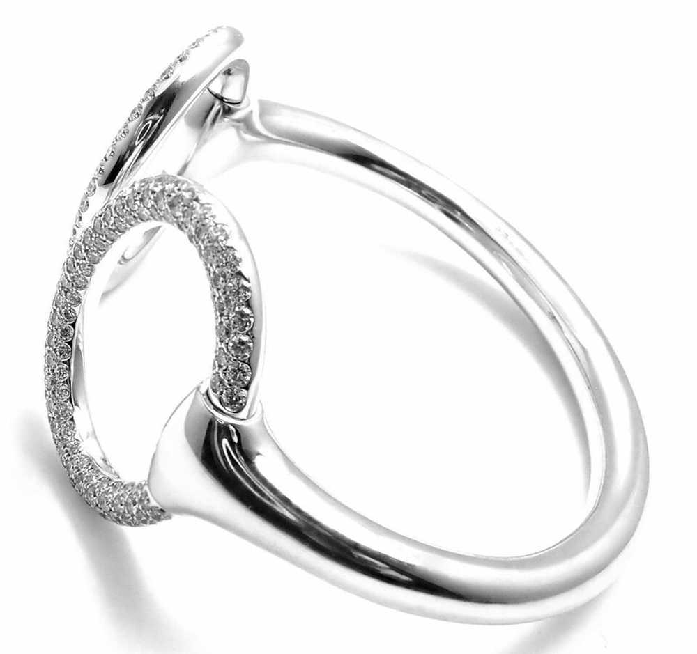 Hermes 18K White Gold Diamond Horsebit Cuff Bangl… - image 8