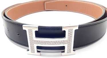 Authenticated Used Hermes HERMES Constance reversible belt 38mm 95cm black  x chocolate H buckle gold men's 