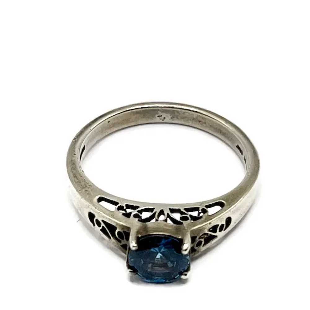 Sterling Silver Cobalt Blue Spinel Chaton Ring - image 3