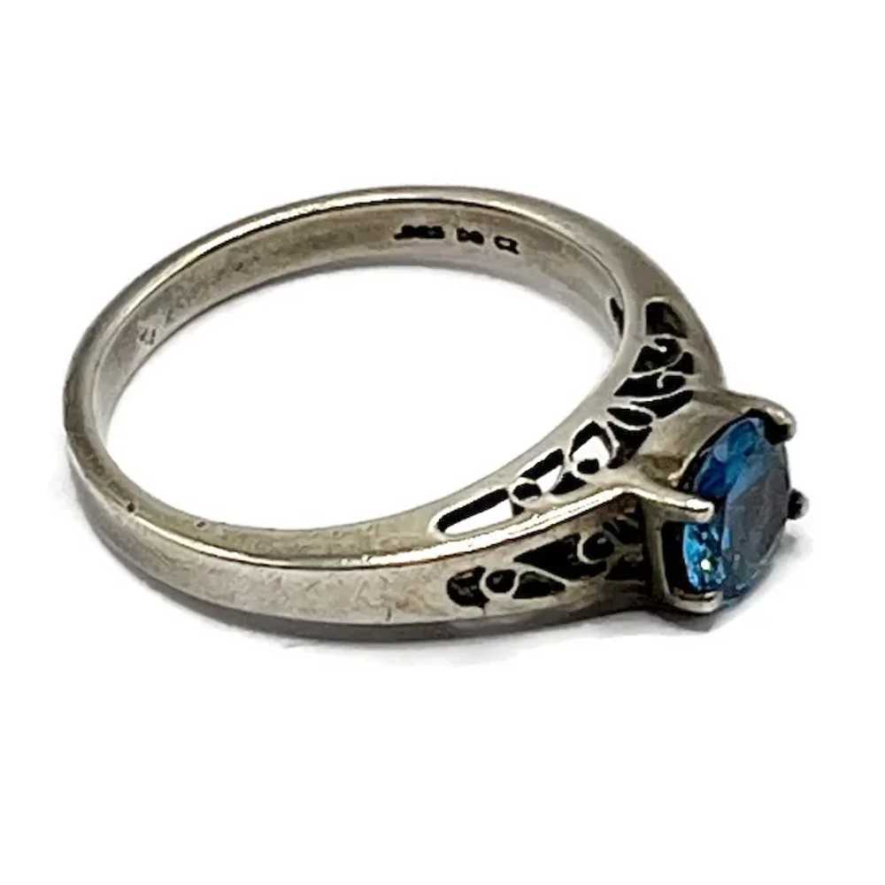 Sterling Silver Cobalt Blue Spinel Chaton Ring - image 5