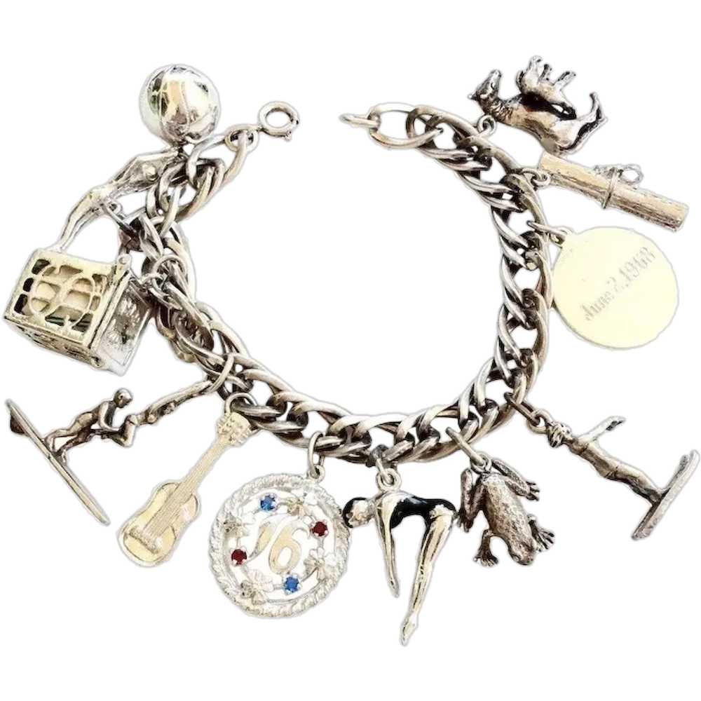 Vintage Loaded Charm Bracelet Sterling Silver Dan… - image 1