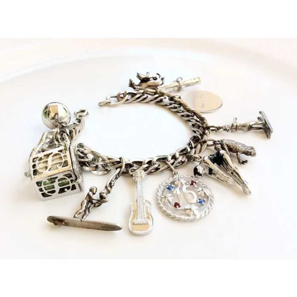 Vintage Loaded Charm Bracelet Sterling Silver Dan… - image 3