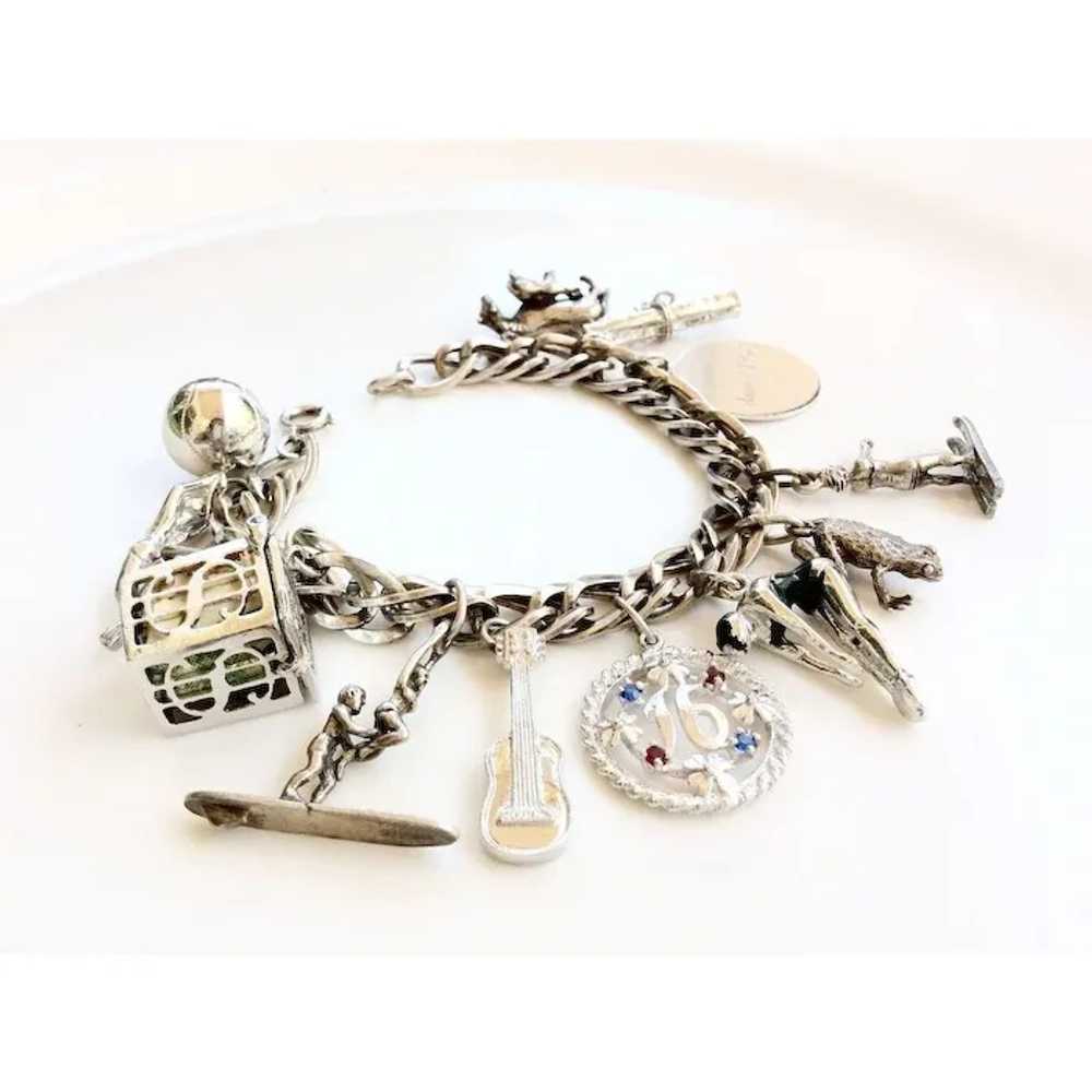 Vintage Loaded Charm Bracelet Sterling Silver Dan… - image 4