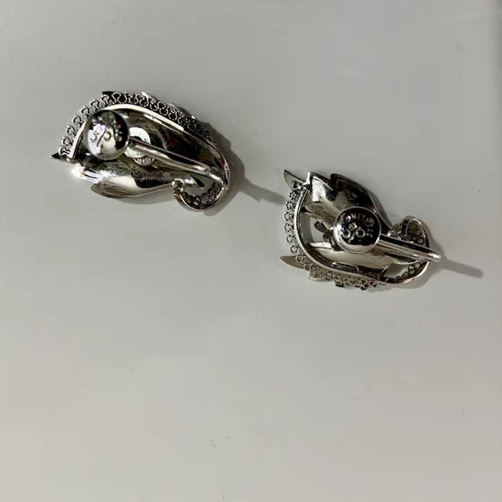 Sterling Silver Leaves Earrings Screwback Curtis … - image 3