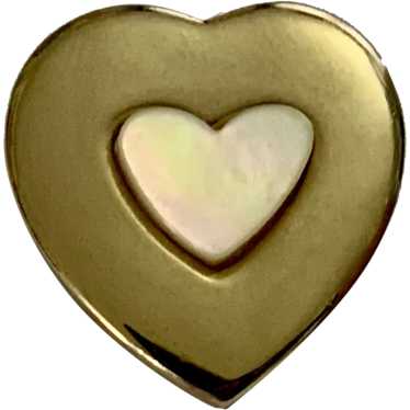Gold Tone Heart with Mother Of Pearl Heart Insert - image 1