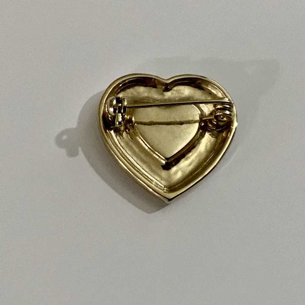 Gold Tone Heart with Mother Of Pearl Heart Insert - image 2