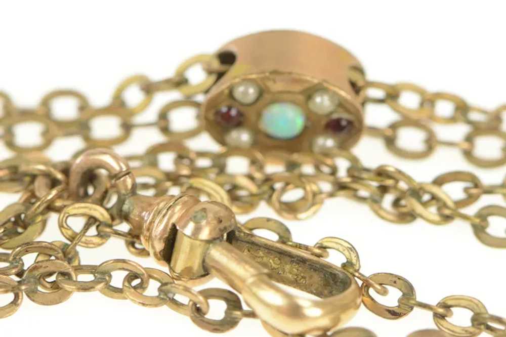 Gold Filled Victorian Opal Slide Pocket Watch Ste… - image 3