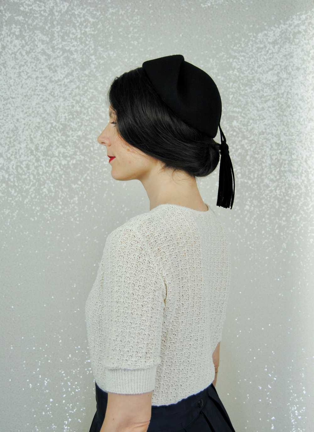 1980s Vintage Ernie Black Felted Wool Winter Hat - image 2