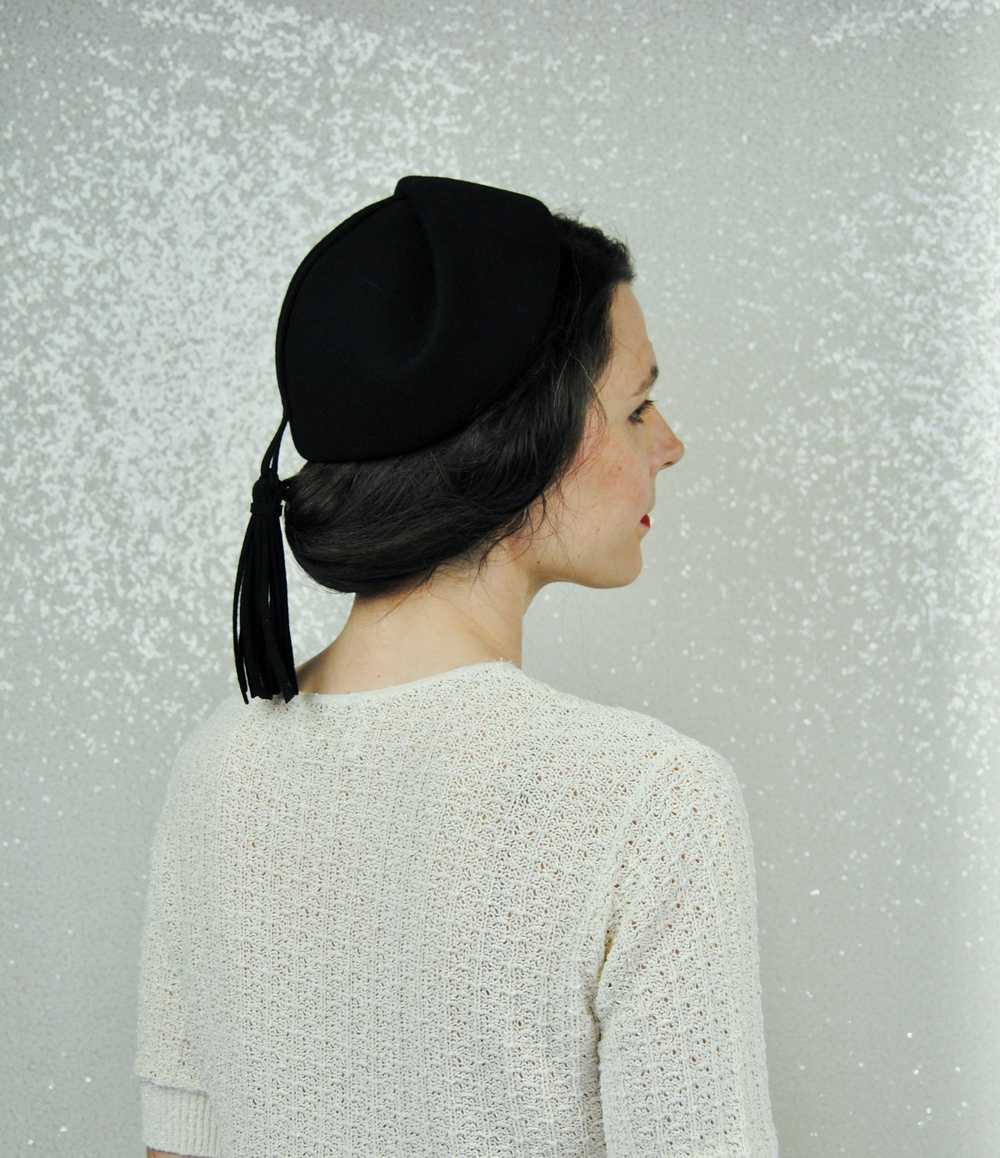 1980s Vintage Ernie Black Felted Wool Winter Hat - image 5